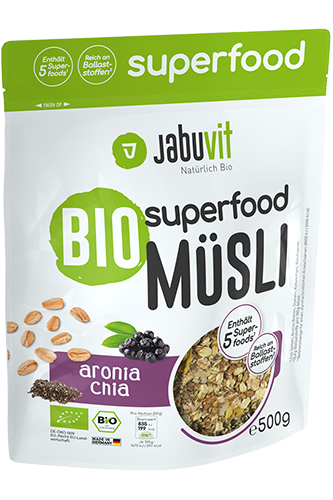 JabuVit Bio Superfood Müsli Aronia & Chia - 500g Restposten