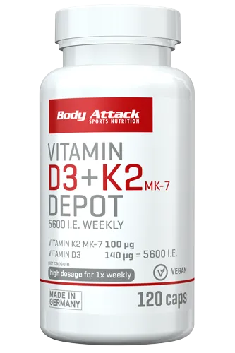 1x Body Attack Vitamin D3 K2 Depot 120 Caps