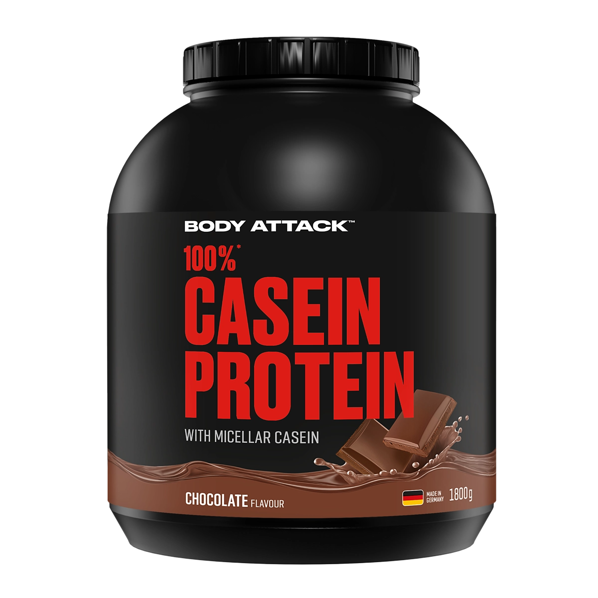 Body Attack 100 % Casein Protein - Chocolate - 1800 g - 26,2 g Protein pro Portion* (30 g)
