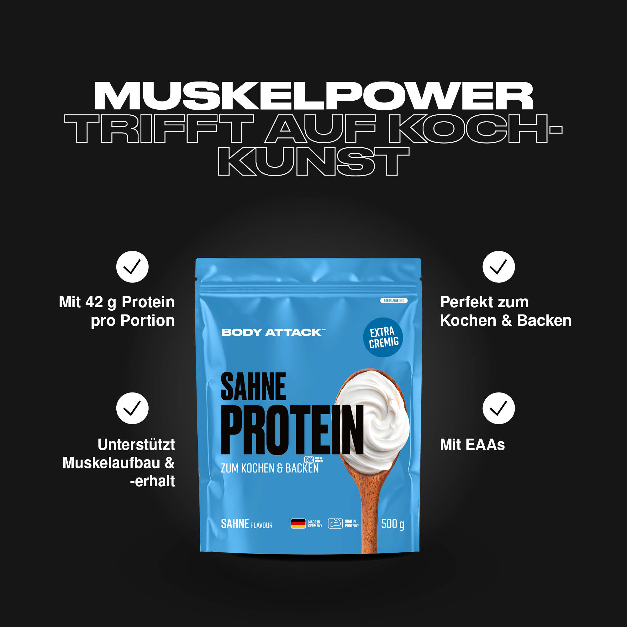 Body Attack Protein Sahne Infografik