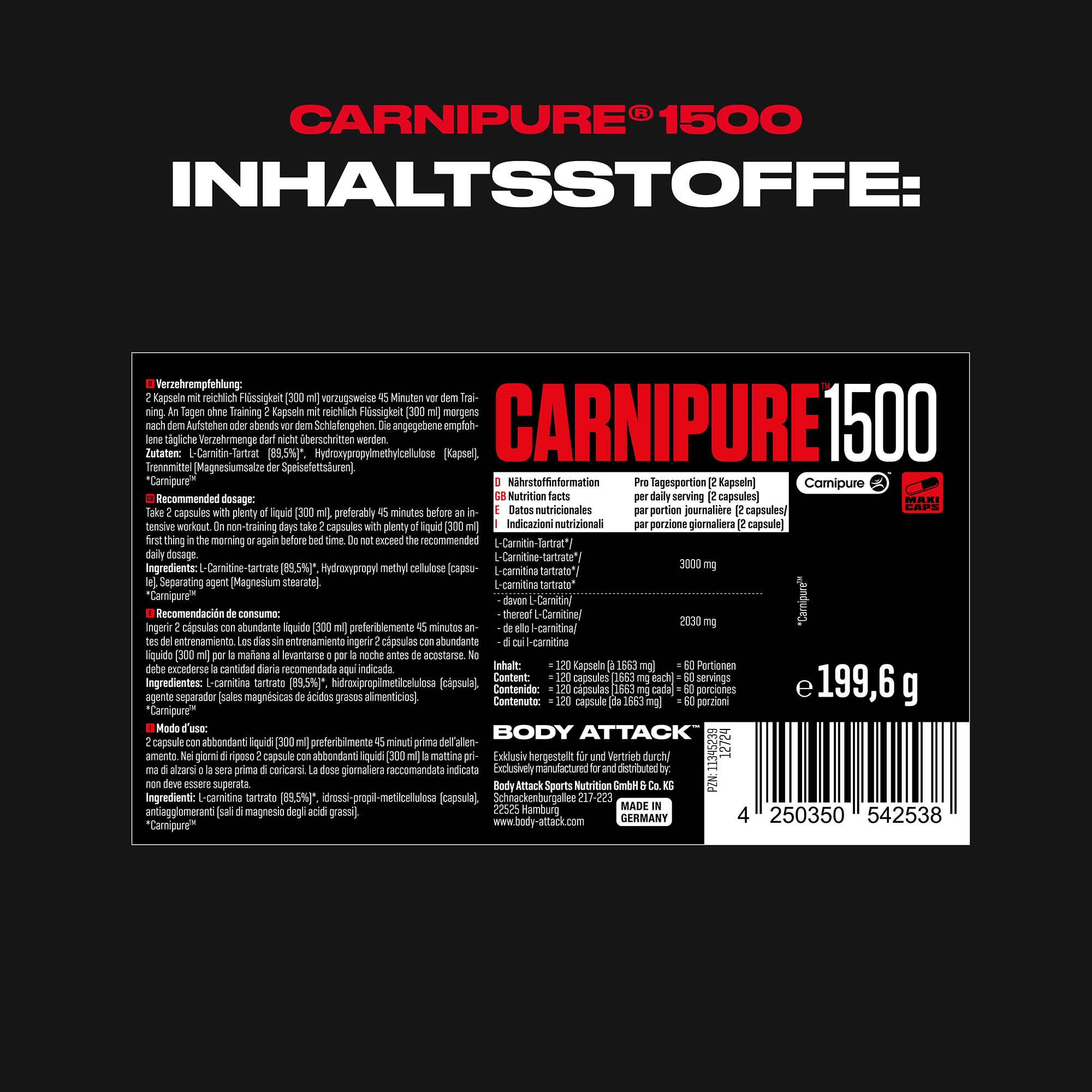 Body Attack Carnipure 1500 Etikett